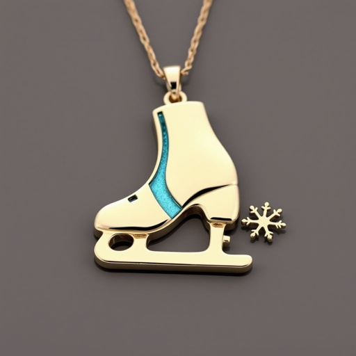 Pendant shape one ice skate with turquoise stripe inside the low thin part