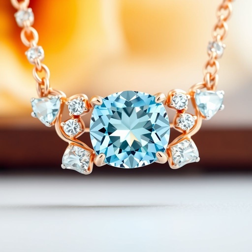 A aquamarine gemstone rose cut and diamond gemstones trillion, with VVS and M carat necklaces