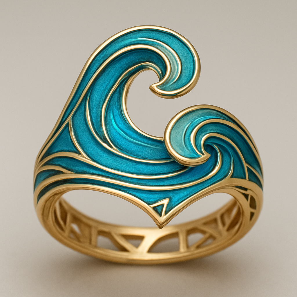 Flowy ring that reflects the sea or ocean 