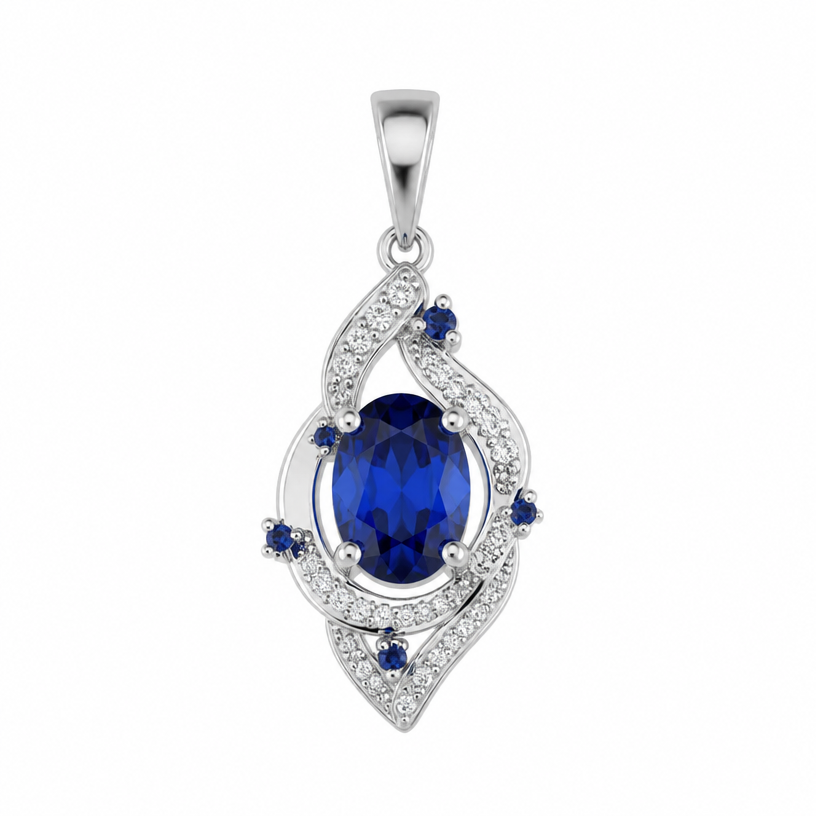 A women's pendant with sapphire stones
using the attached image as a visual reference, create A women's pendant with sapphire stones. photorealistic, just the design no text