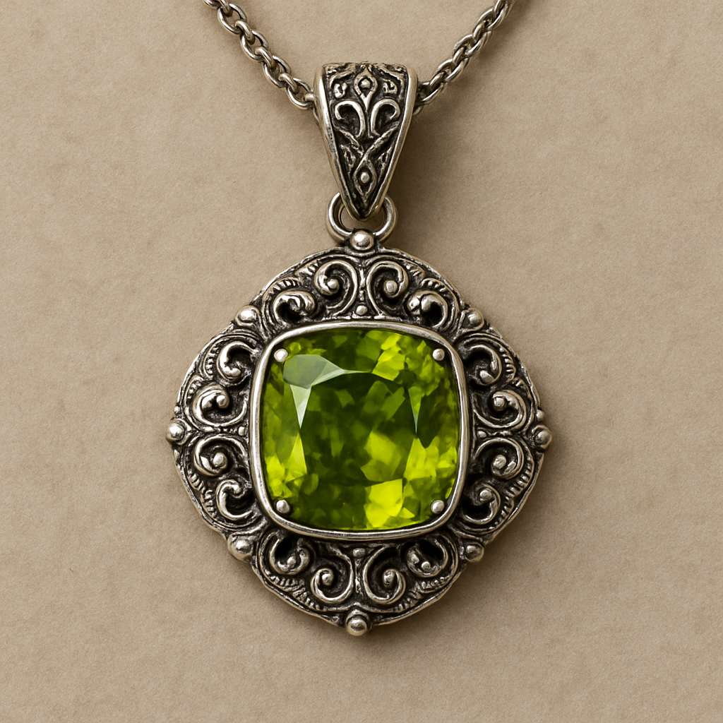 Cushion peridot pendant 