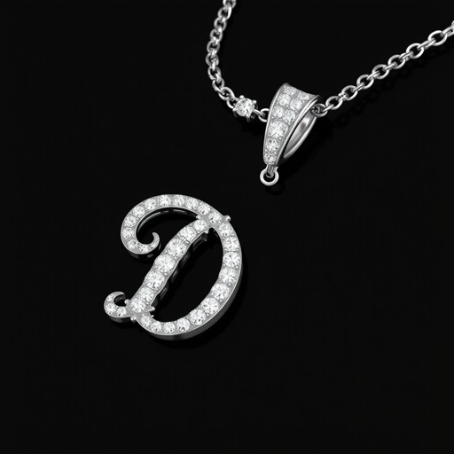 Diamond tennis chain pendant letter d