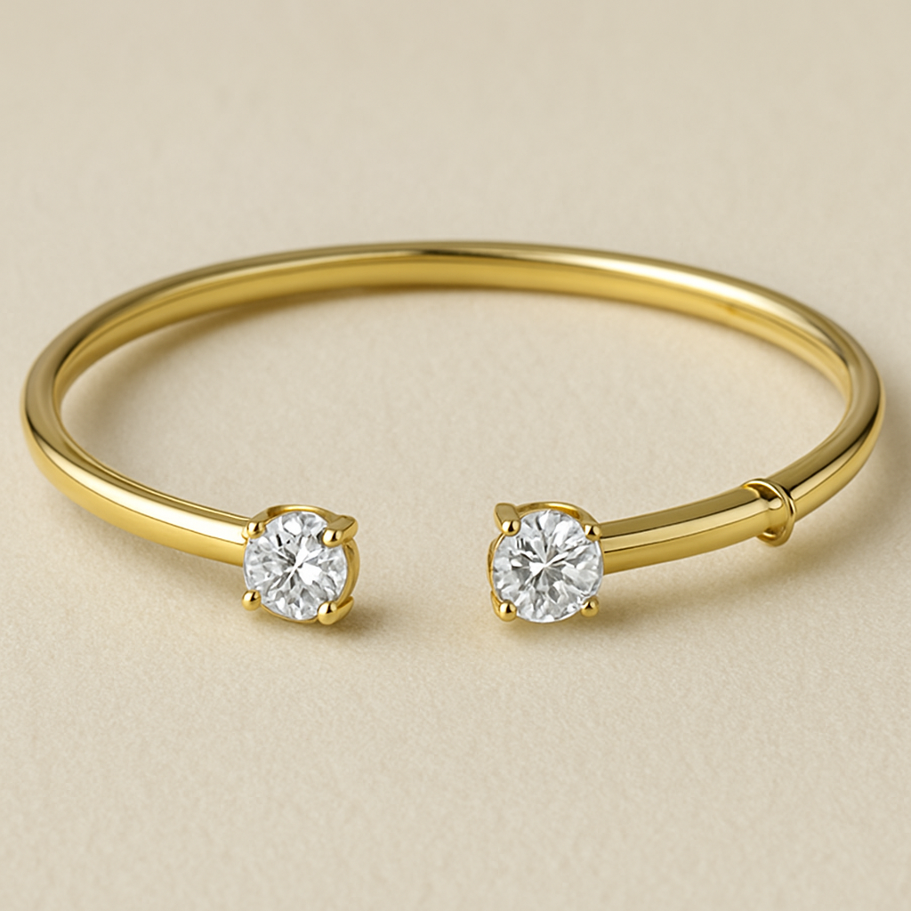 Openable bangle with solitaires