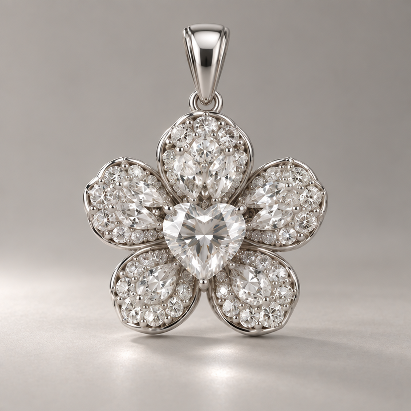 Make the same design a pendant
edit the attached jewelry design with these instructions: Make the same design a pendant. keep it photorealistic, just the design no text