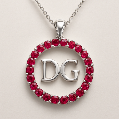 ruby with D and G letters pendant 
