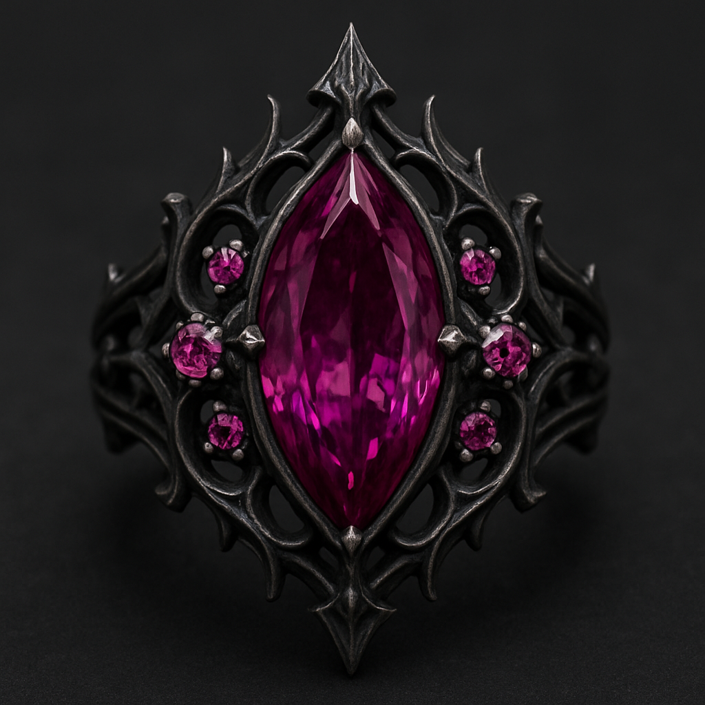 marquise cut purple/pink ruby with extra gems 