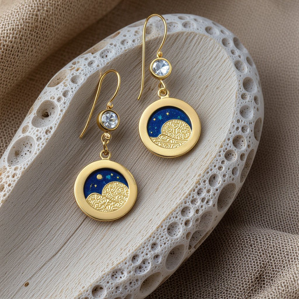 Серьги только в золотом цвете без камней фазы луны длинные серьги плавные формы