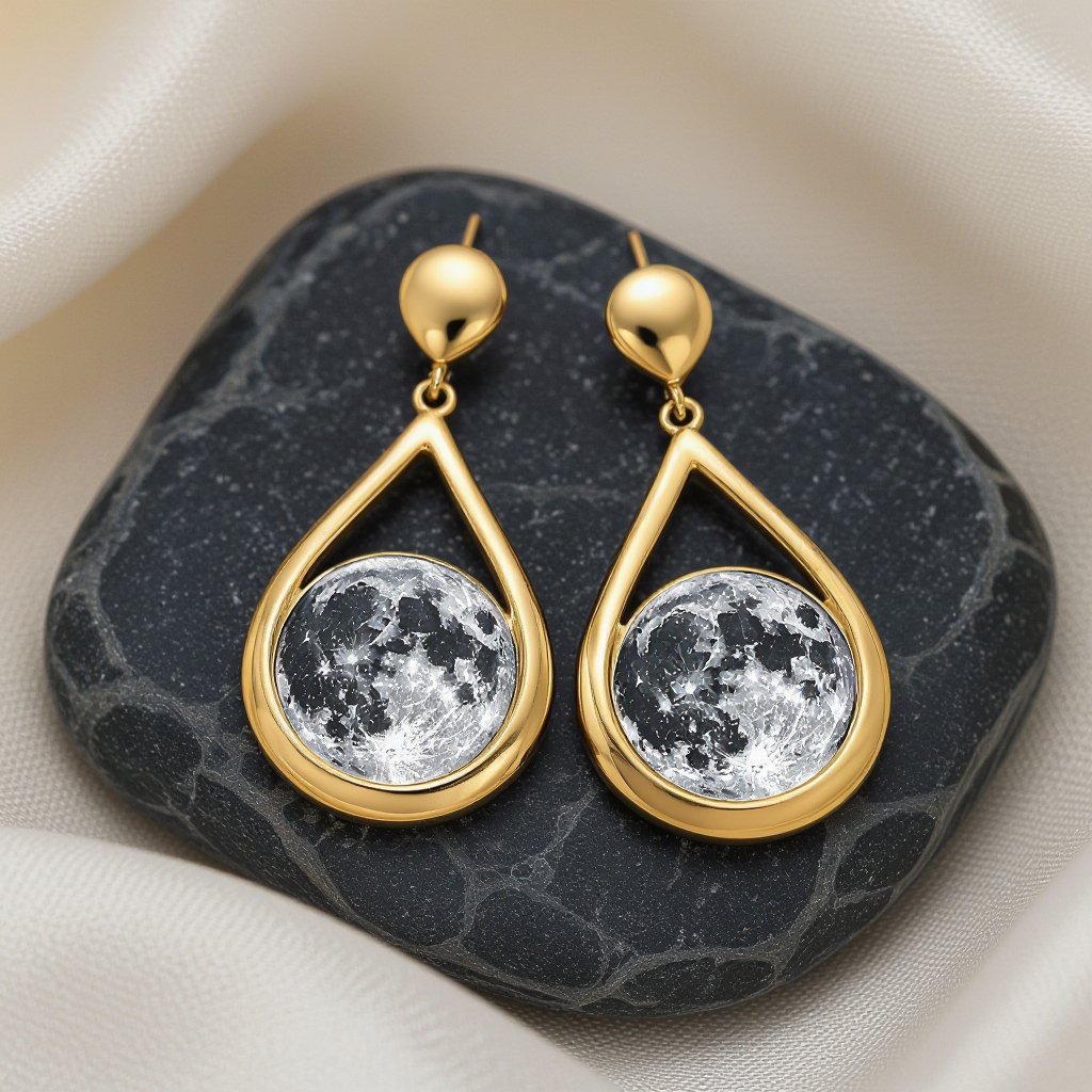 Серьги в золоте без камней фазы луны длинные серьги плавные формы