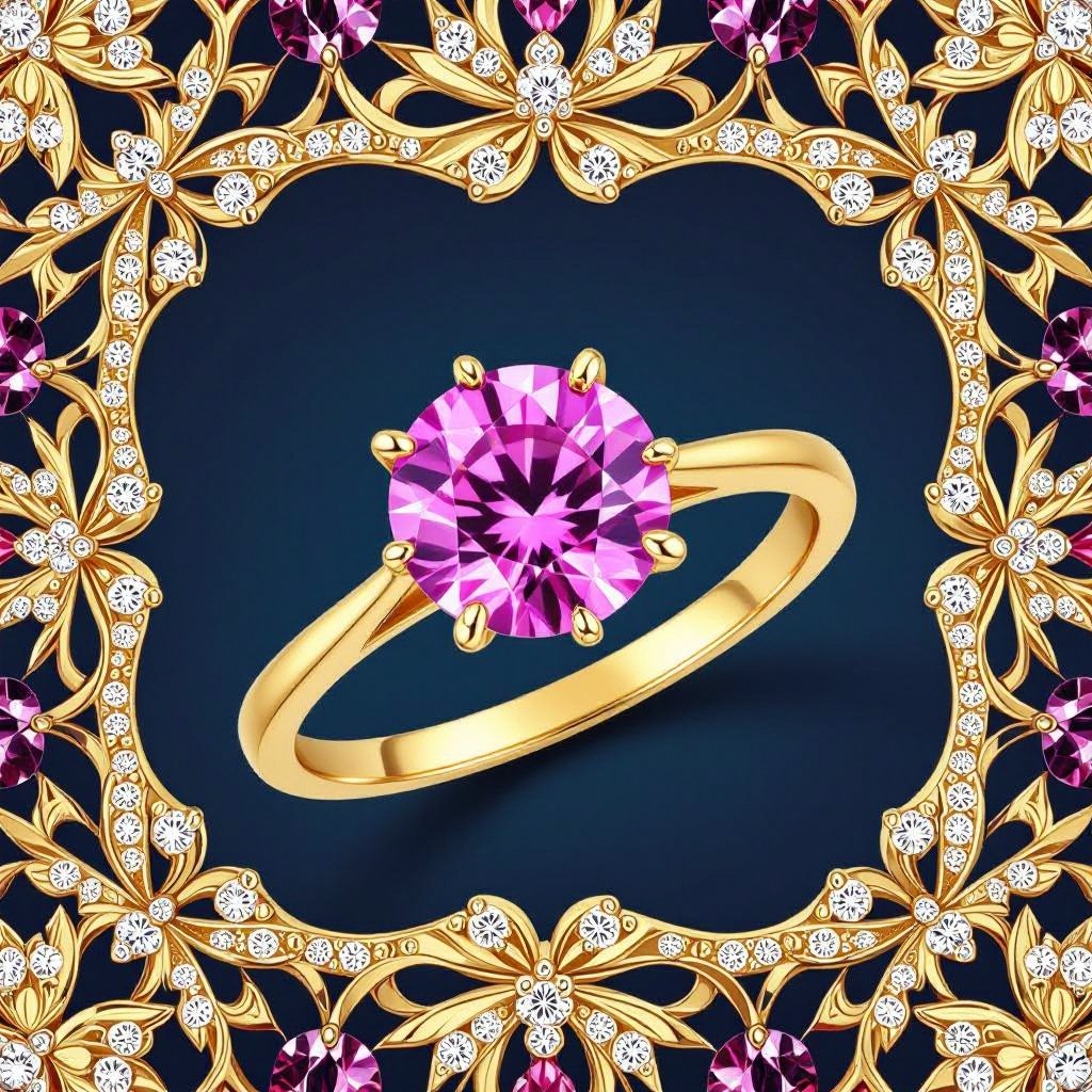 i want a gold ring with pink gemstone 