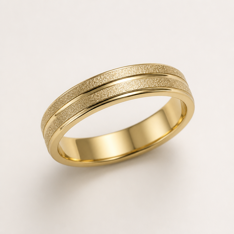 A minimalist women's ring made of gold
using the attached image as a visual reference, create A minimalist women's ring made of gold. photorealistic, just the design no text