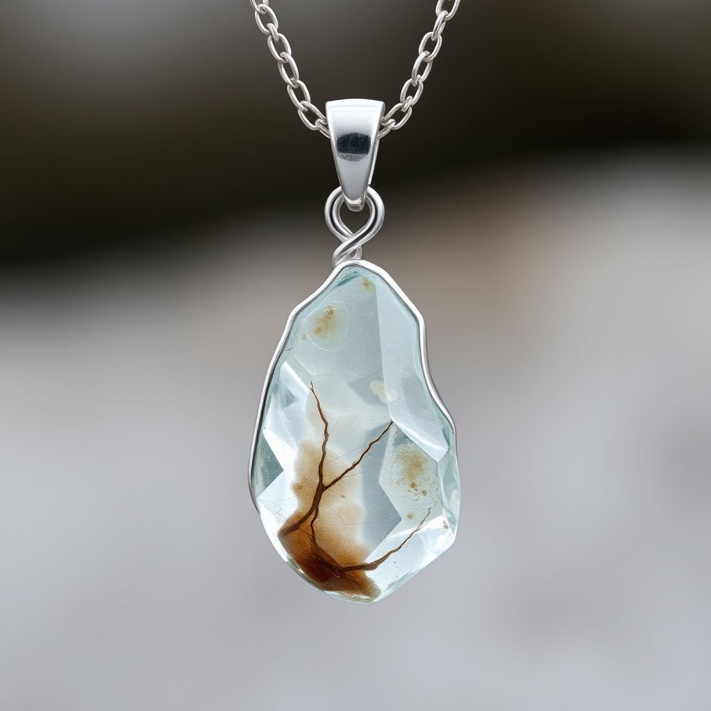 Pendant, silver use minimal, raw natural gemstone, elegant