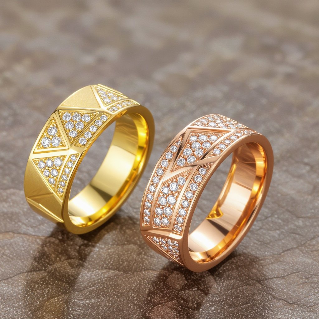 Geomatric DETAILS MAKE THE ICON. You think you've seen pavé? Think again. These rings in yellow and rose gold rewrite the rules of diamond setting. Every curve, every micro-pavé, every contrast is designed not just to sparkle - but to say something. Because real luxury isn't about shouting. It's about whispering elegance through design choices no one else dared to make. These aren't trends. They're statements. Crafted to surprise, worn to be remembered.