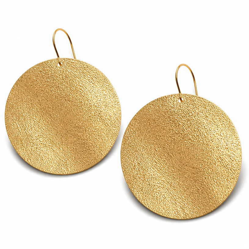 A women's earrings made of gold