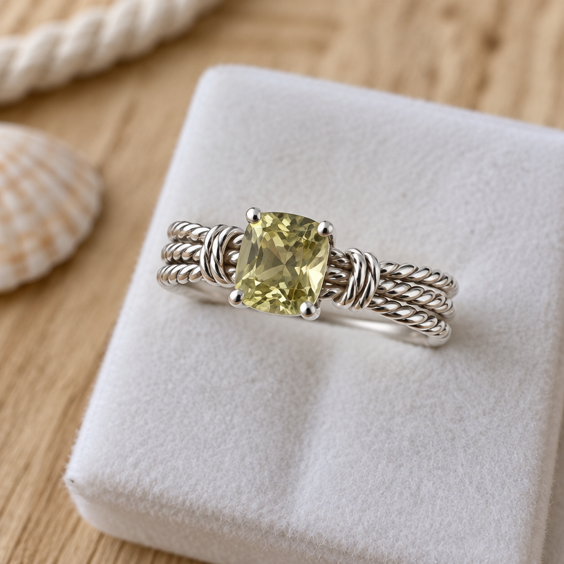 A women's ring made of silver. make me something nautical and dainty with this maybe three twisted wire wide shank
using the attached image as a visual reference, create A women's ring made of silver. make me something nautical and dainty with this maybe three twisted wire wide shank. photorealistic, just the design no text