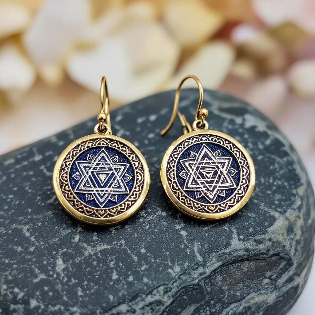  золотые матовые серьги в виде изображения чакры сахасрары