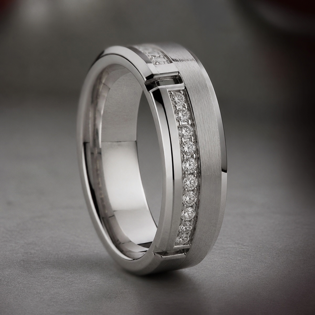 Unique men’s wedding band with diamonds
photorealistic jewelry design, Unique men’s wedding band with diamonds , modern style, just the design no text