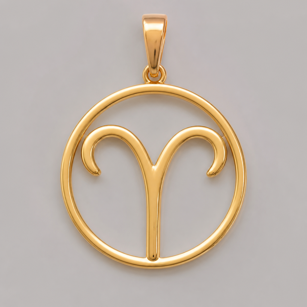 A minimalist women's pendant made of gold. colgante del signo del zodiaco de aries dentro de un círculo
photorealistic jewelry design, A minimalist women's pendant made of gold. colgante del signo del zodiaco de aries dentro de un círculo, minimalist style, just the design no text