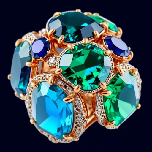 15 carat Arabian blue and green Nanette cut sapphire gemstones and Fl lF clarity multi ring