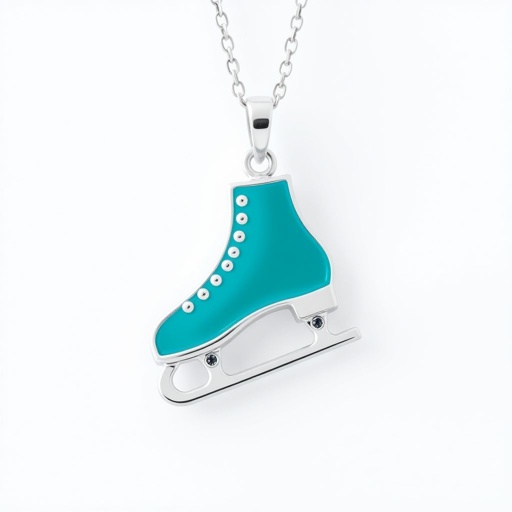 Silver pendant in the shape of figure skates then remove boots and leave only blades and color one blade only of turquoise