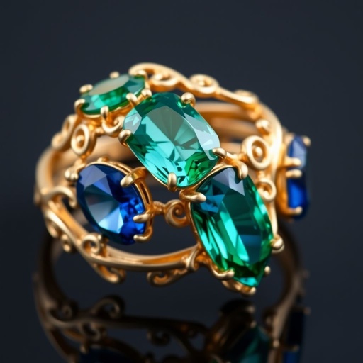 15 carat blue and green Nanette cut Feng Shui sapphire gemstones and Fl lF clarity multi ring