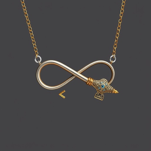 Old skeleton key shape gold and silver tones with olive branch turning on leg and keffieh print on the tip