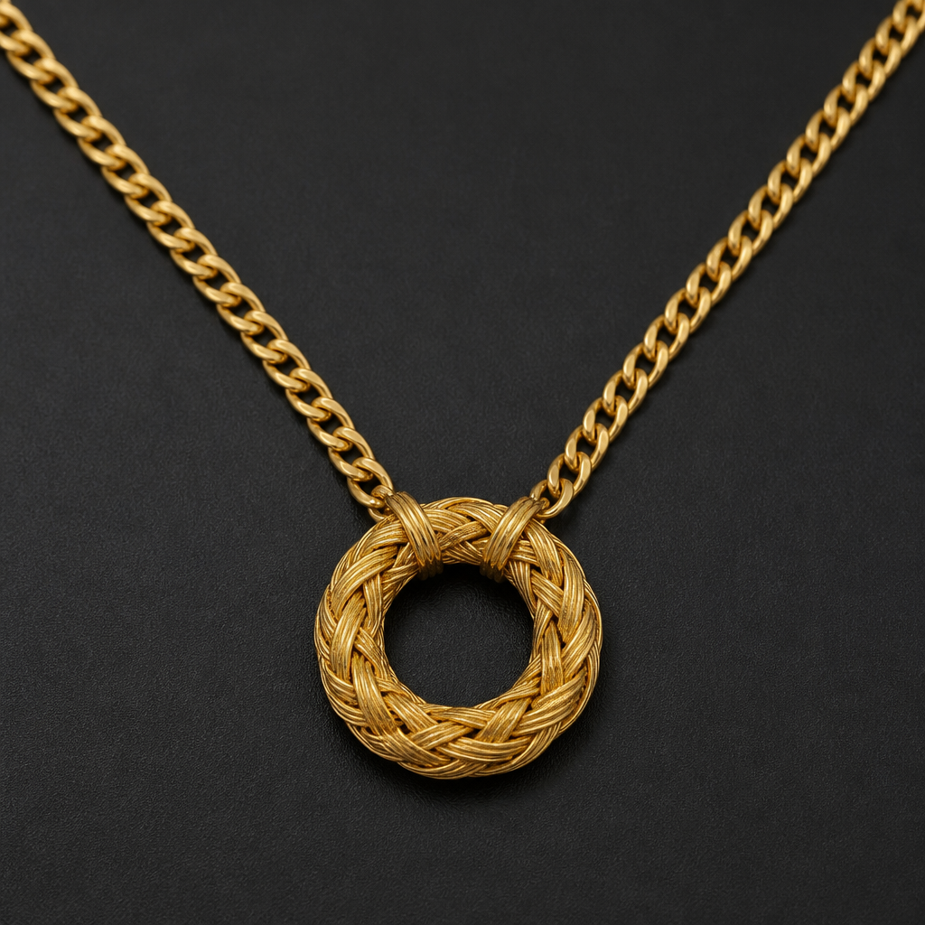 Can Hou deisgn a gold plaited poria on a Cuba in chain 3mm like the ones you seee in te papa New Zealand
photorealistic jewelry design, Can Hou deisgn a gold plaited poria on a Cuba in chain 3mm like the ones you seee in te papa New Zealand
, just the design no text