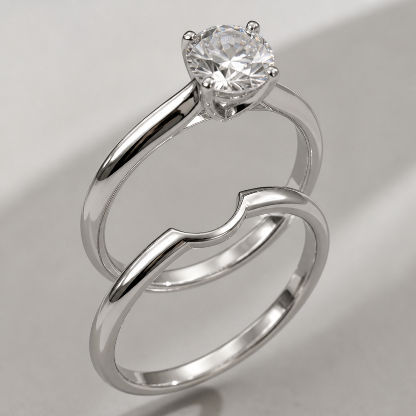 A women's ring. add a wedding band with a cut out
using the attached image as a visual reference, create A women's ring. add a wedding band with a cut out. photorealistic, just the design no text