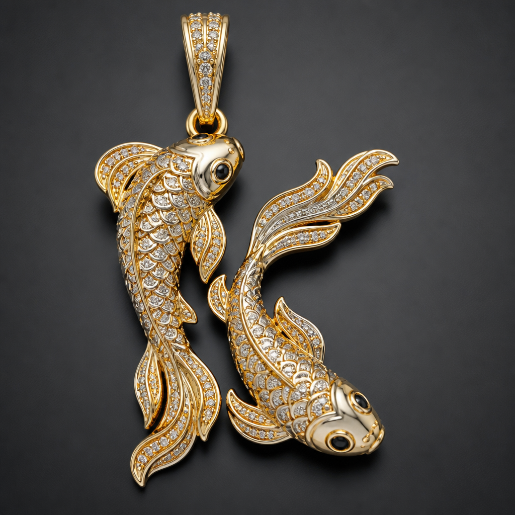 A women's ring, highly ornate, intricate and elaborate, richly detailed. Кулон рыбки в виде буквы К
photorealistic jewelry design, A women's ring, highly ornate, intricate and elaborate, richly detailed. Кулон рыбки в виде буквы К, modern style, just the design no text