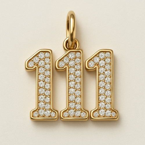“111” diamond pave charm  no coin just letters