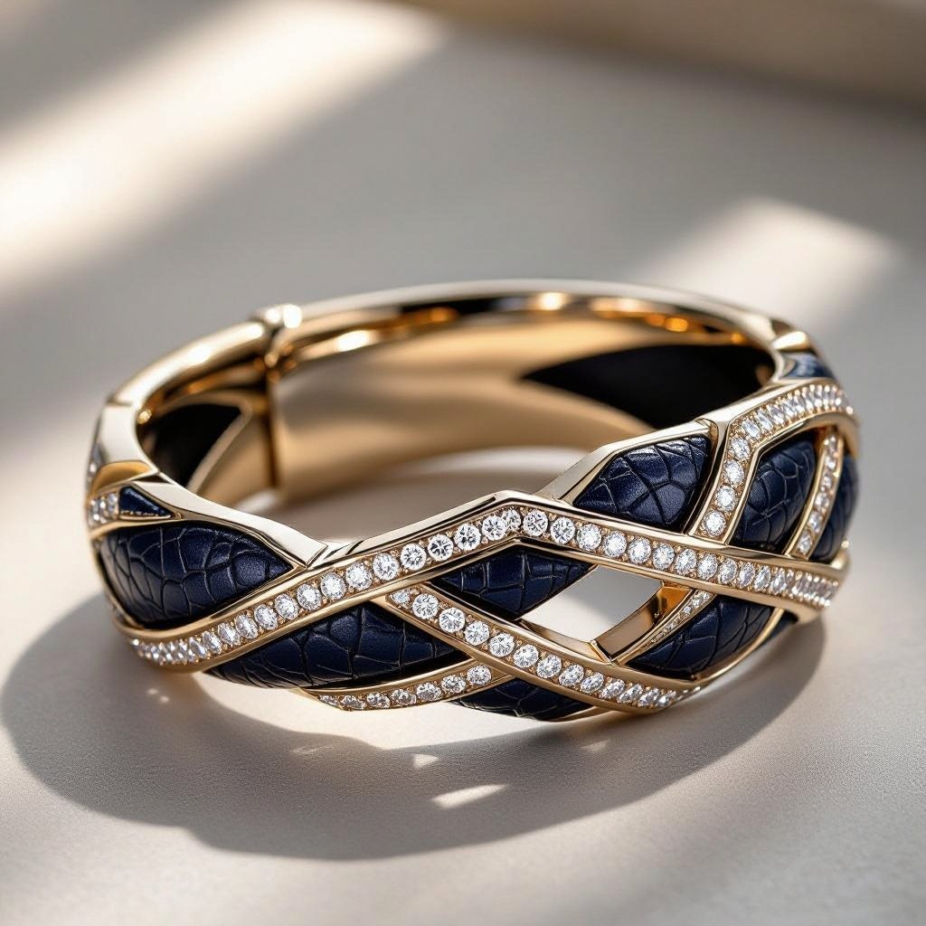 Geomatric snake leather with diamonds of architecture shapes and edges of bracelet banglea