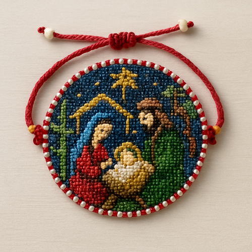 Braccialetto di perline di vetro rappresentante la natività