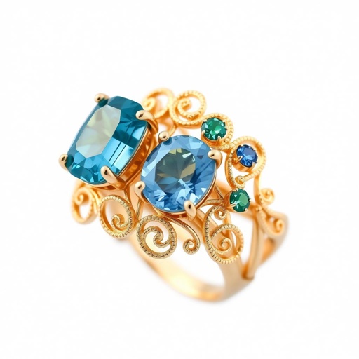 15 carat blue and green Nanette cut Padparadscha and Feng Shui sapphire gemstones and Fl lF clarity multi ring