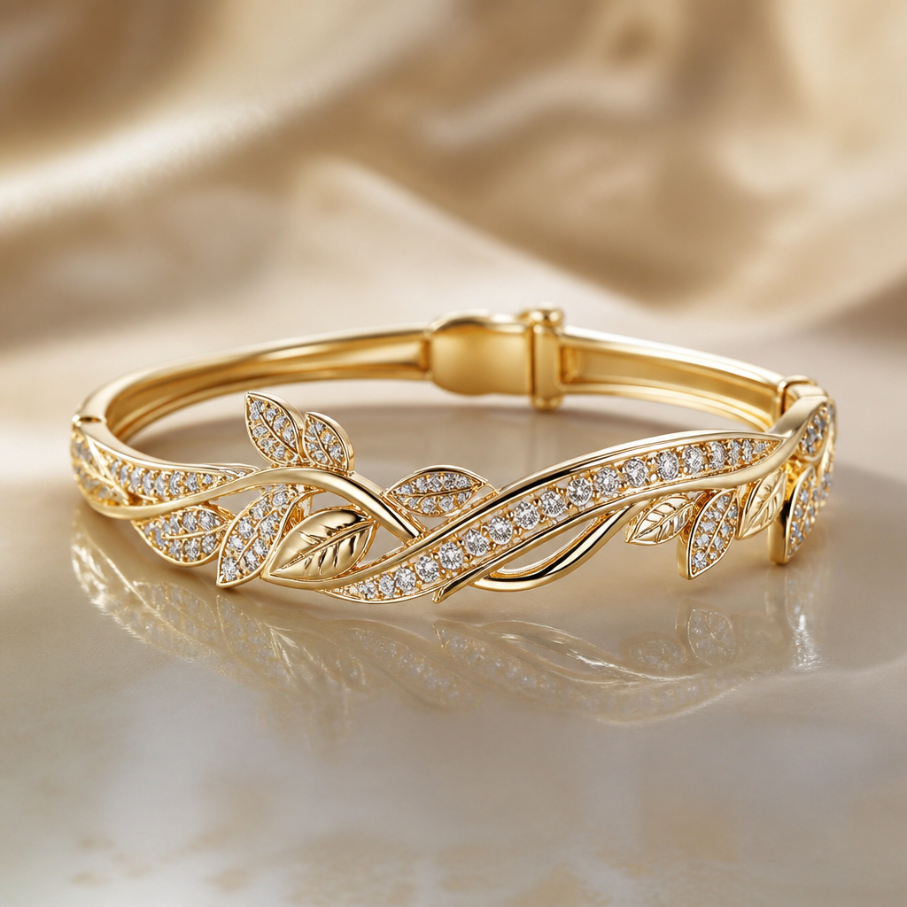 A luxury women's bracelet made of gold
photorealistic jewelry design, A luxury women's bracelet made of gold, luxury style, just the design no text