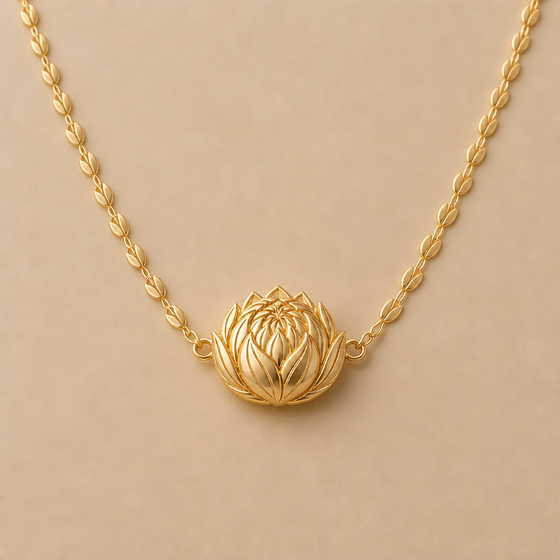 change the chain to a petal link chain
edit the attached jewelry design with these instructions: change the chain to a petal link chain. keep it photorealistic, just the design no text