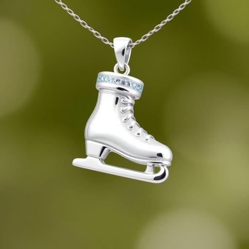Pendant shape one ice skate with turquoise stripe in the top part