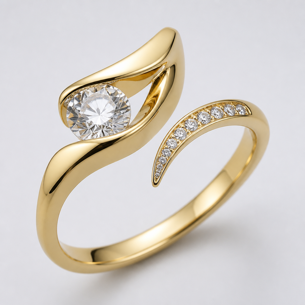 A women's ring
photorealistic jewelry design, A women's ring, modern style, just the design no text