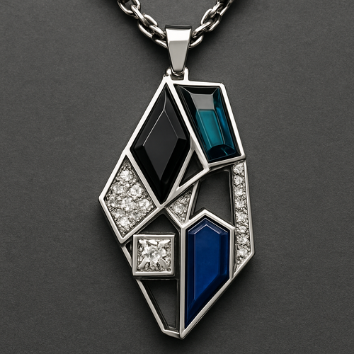 Geomatric pendant of set men collection of diamonds and stones of edgy styles and architectural 