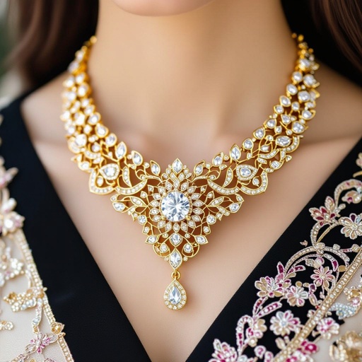 Moissanite kundan necklace for Asian girl