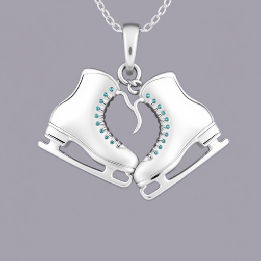 Pendant silver with stylized ice figure skating skates. Remove boots and leave only lowest part of skates. Add turquoise