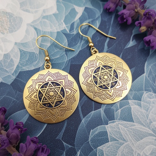  золотые матовые серьги в виде изображения чакры сахасрары