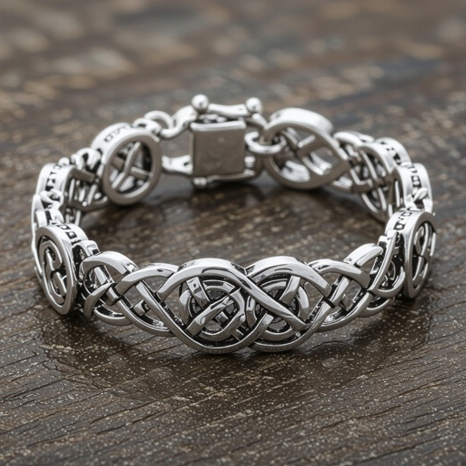 A Celtic silver chain charm bracelet with Celtic symbols