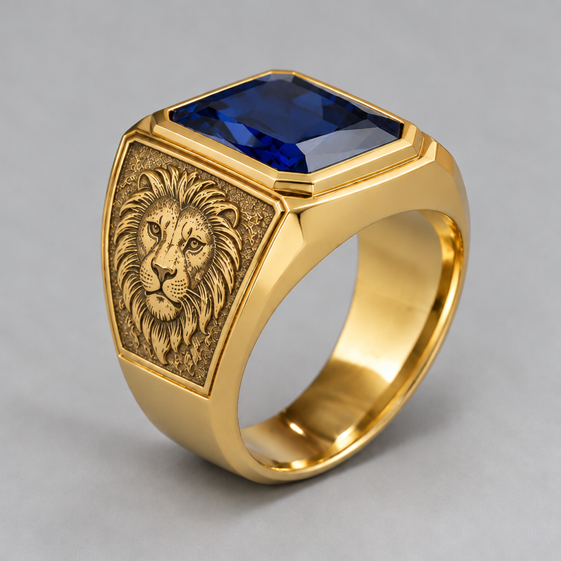 Make the head of a lion more flat and that must be engraved and that can't be convex
edit the attached jewelry design with these instructions: Make the head of a lion more flat and that must be engraved and that can't be convex. keep it photorealistic, just the design no text