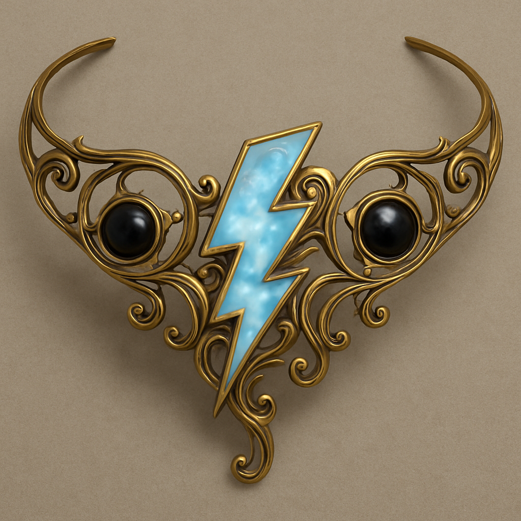Opalite and onyx lightening bolt collar
