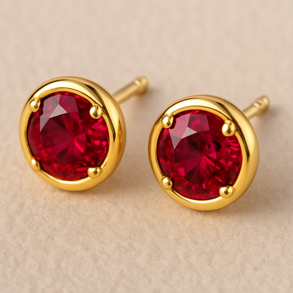 Daily wear studs with ruby stone 