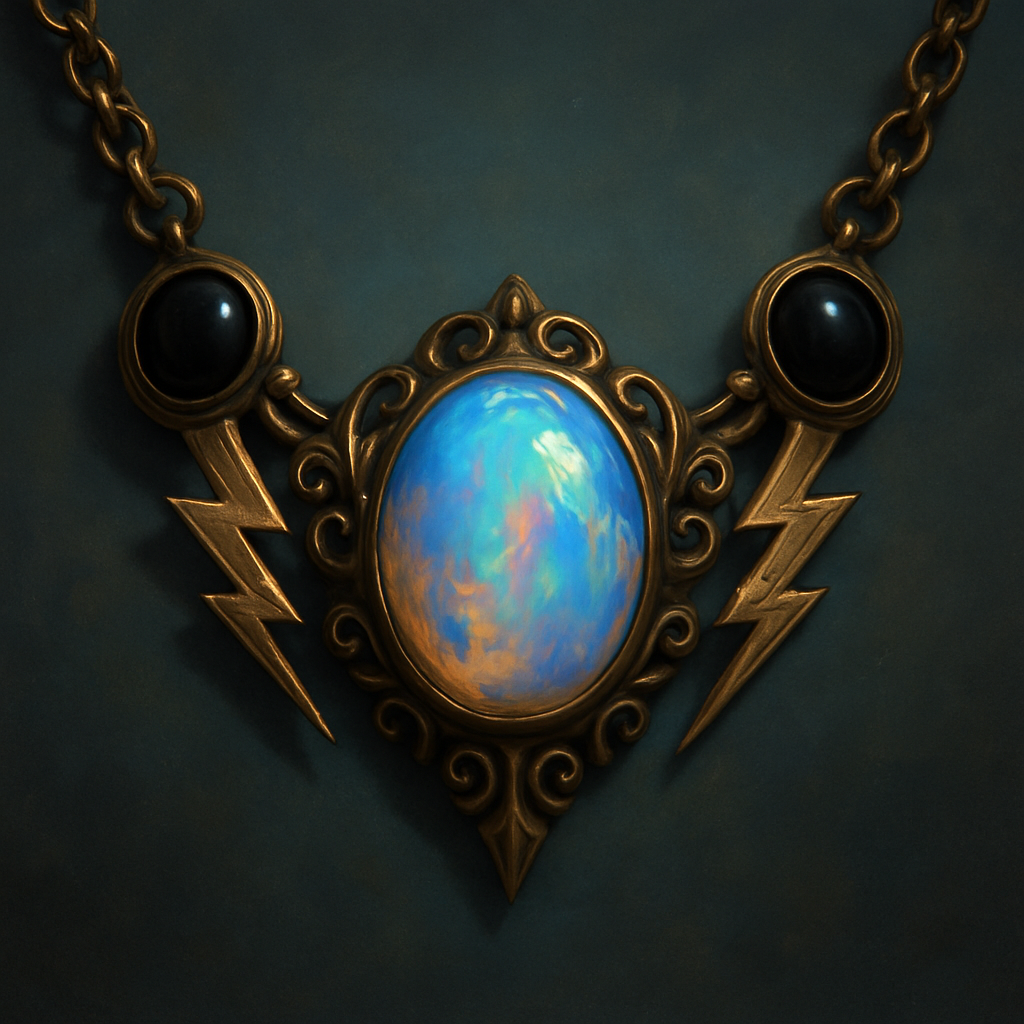 Opalite and onyx collar linked with lightening bolts