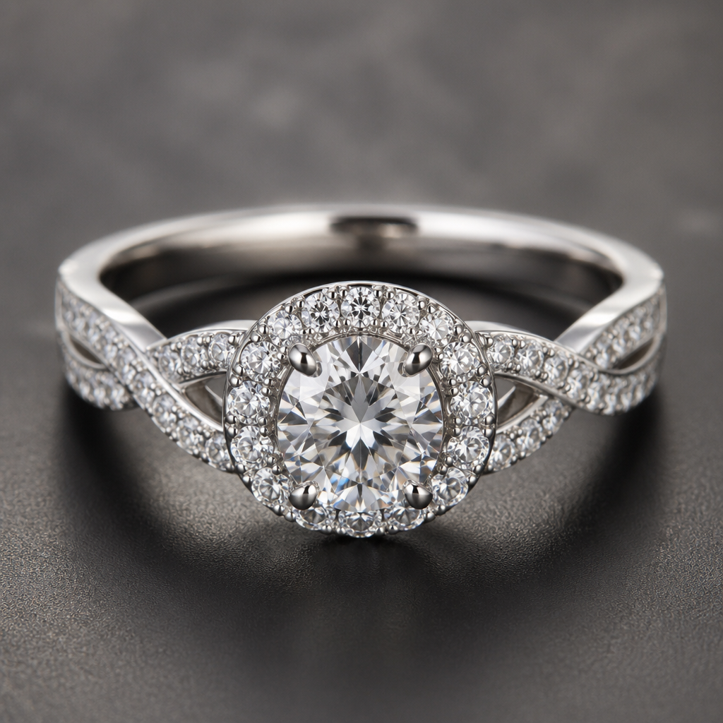 A luxury women's ring made of platinum with diamond stones suitable for gift
photorealistic jewelry design, A luxury women's ring made of platinum with diamond stones suitable for gift, luxury style, just the design no text