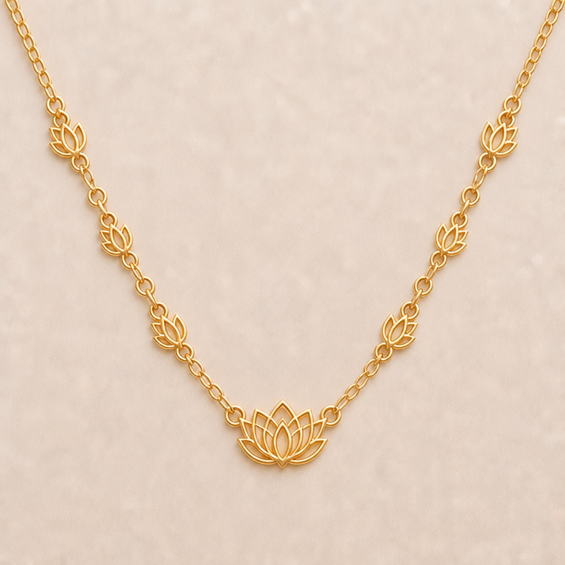 only one center flower. make the chain petals chain link
edit the attached jewelry design with these instructions: only one center flower. make the chain petals chain link. keep it photorealistic, just the design no text
