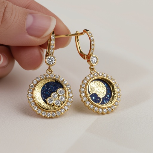 Серьги в золоте фазы луны длинные серьги плавные формы