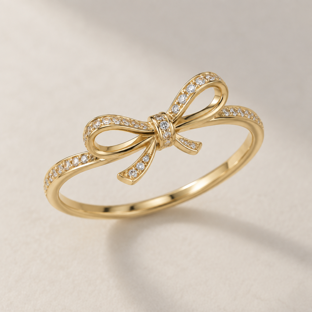 A minimalist women's ring made of gold suitable for engagement, detailed and decorative, moderately ornate. ring with the aesthetic ribbon design.
the ribbon is tilting to right.
the ring goes around the ribbon not under the ribbon.
the ribbon is tied like a single knot.
the ribbon has two same size loops.
the tail of the ribbon is short.
both of the ribbon tails is a little bit bendy one to the right and the other to the left.
the ribbon is design is supposed to be wrap around the finger not emerge.
the ring is not so bulky.
photorealistic jewelry design, A minimalist women's ring made of gold suitable for engagement, detailed and decorative, moderately ornate. ring with the aesthetic ribbon design.
the ribbon is tilting to right.
the ring goes around the ribbon not under the ribbon.
the ribbon is tied like a single knot.
the ribbon has two same size loops.
the tail of the ribbon is short.
both of the ribbon tails is a little bit bendy one to the right and the other to the left.
the ribbon is design is supposed to be wrap around the finger not emerge.
the ring is not so bulky., minimalist style, just the design no text