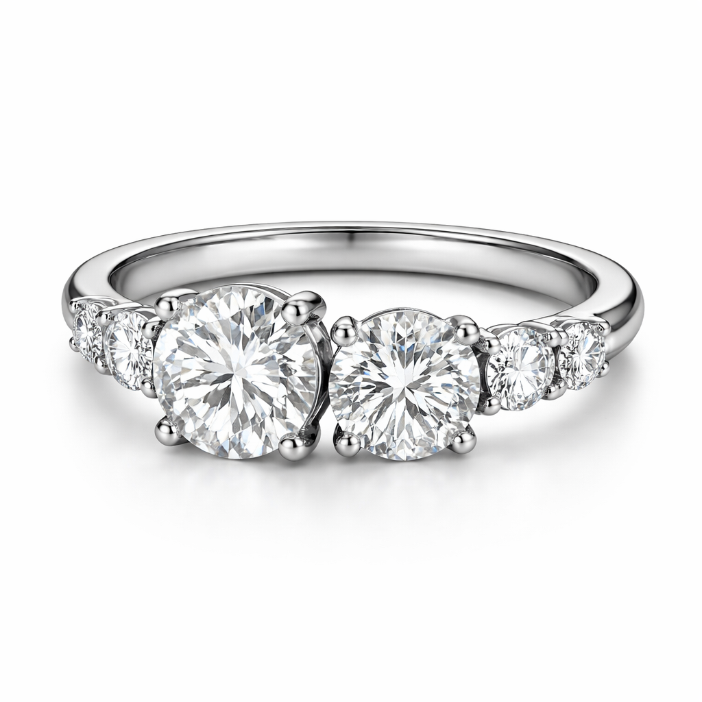 Six stone ring with two larger stones and four smaller ones